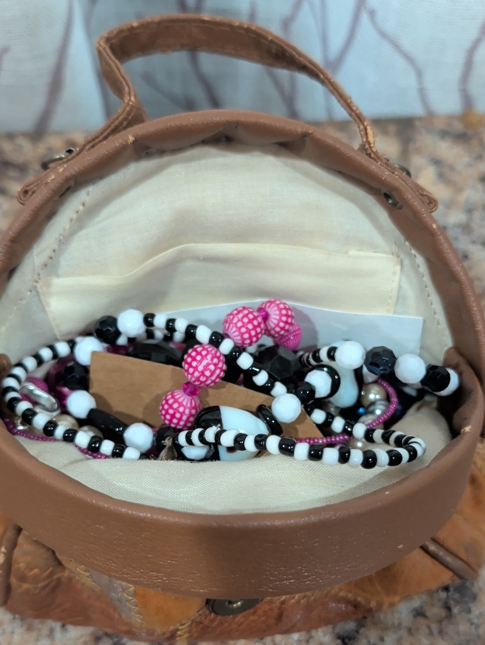 Mystery Jewellery In Rustic Leather Mini Purse